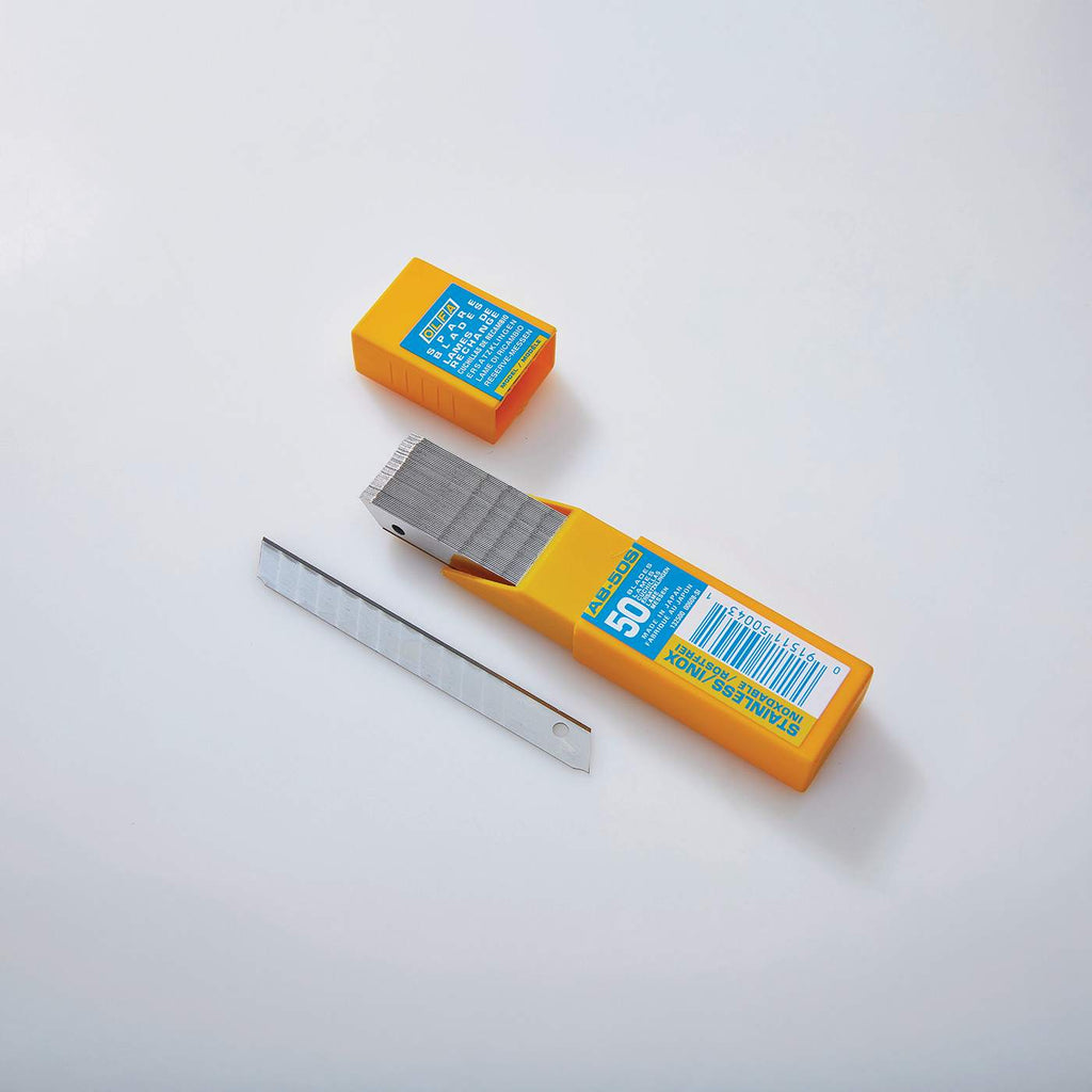 Lames sécables en acier inoxydable OLFA® AB50S 9 mm - Paquet de 50